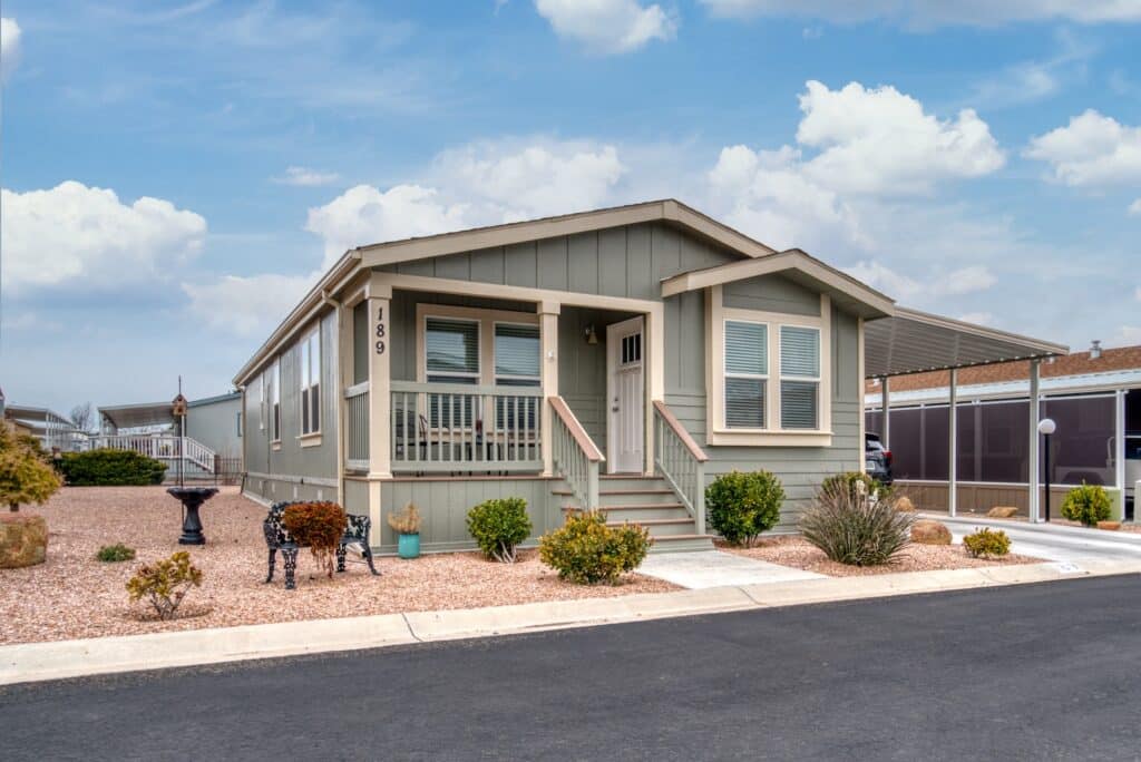 mobile home exterior with well maintained doors and windows