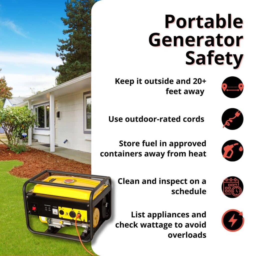 safety tips for large portable generator